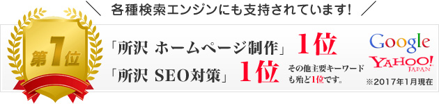 検索エンジンにも支持をされています！